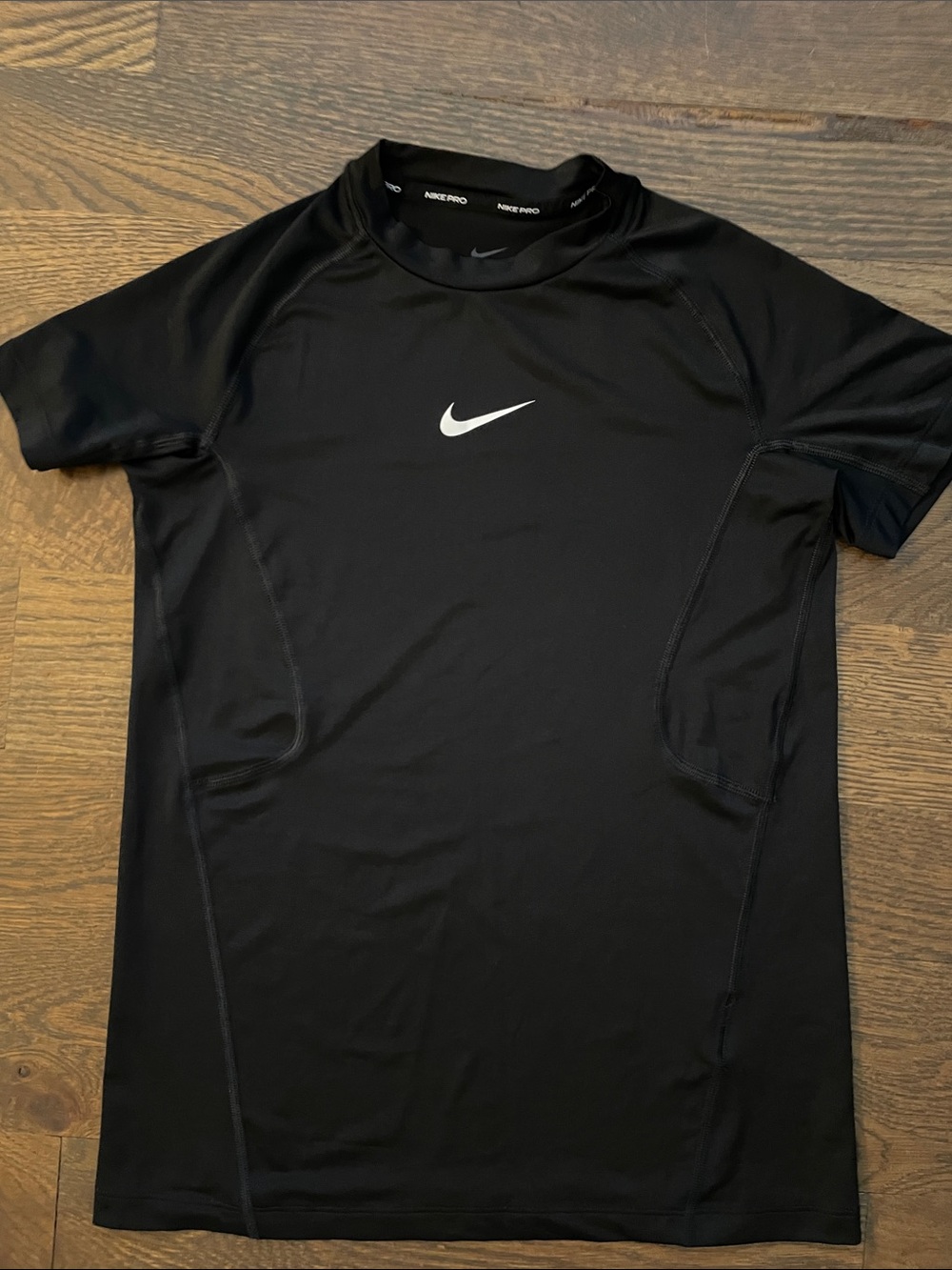 Youth Boys Nike Pro Black Short-Sleeve DRI - FIT with White Swoosh